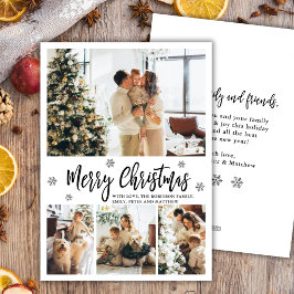 Tarjeta Festiva Moderno guion Snowflake 4 Navidades de Collage de 