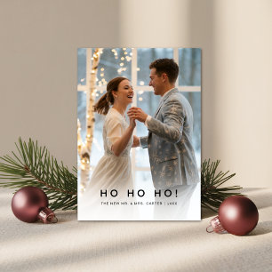 Tarjeta Festiva Moderno Ho Ho Ho Boda de Invierno Recién Casados