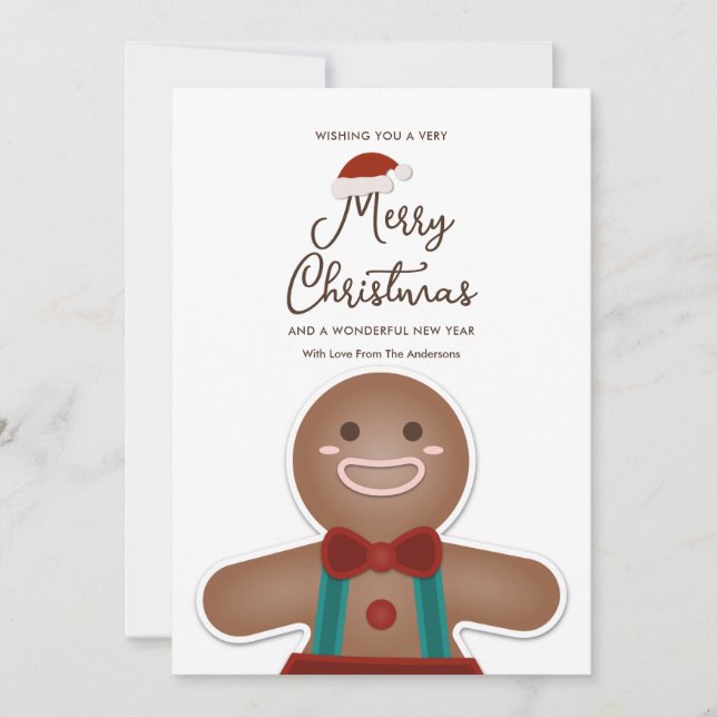 Tarjeta Festiva Moderno hombre de pan de jengibre simple Feliz Nav (Anverso)