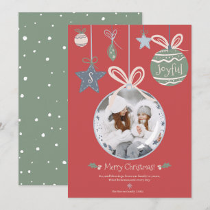 Tarjeta Festiva Moderno ilustracion de adorno de fotos navideñas d