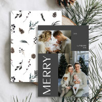 Moderno Merry 2 Photo Black Winter Watercolor