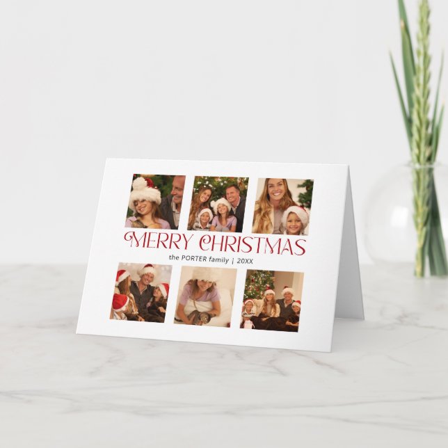 Tarjeta Festiva Moderno Merry Christmas Typography Multi-Photo (Anverso)