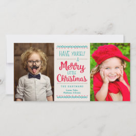 Tarjeta Festiva Moderno Merry Pequeños Navidades Dos Fotos Tan