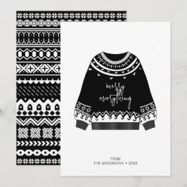 Tarjeta Festiva Moderno Merry Todo Navidades Sweater