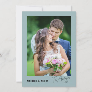 Tarjeta Festiva Moderno Minimalista Casado y Alegre Recién Casados