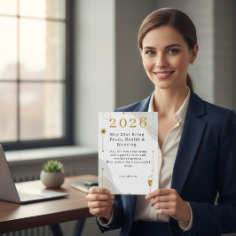 Tarjeta Festiva Moderno Minimalista Personalizado Negocio Año Nuev