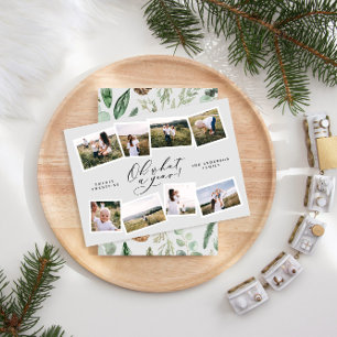 Tarjeta Festiva Moderno minimo 10 foto familia gris de año nuevo