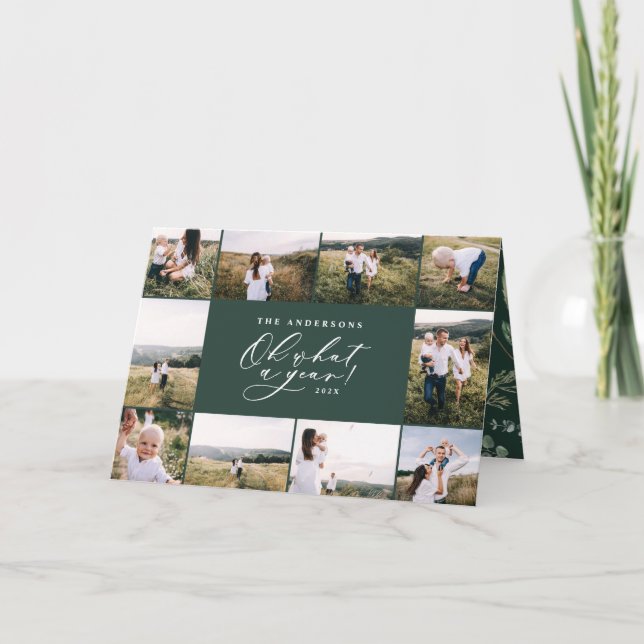 Tarjeta Festiva Moderno mínimo 11 foto año nuevo foli de la famili (Anverso)