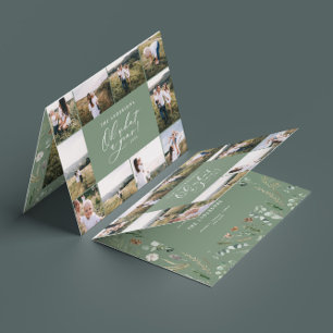 Tarjeta Festiva Moderno minimo 11 foto de la familia verde de los