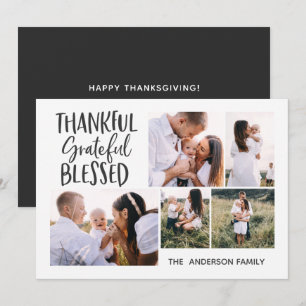 Tarjeta Festiva moderno minimo 4 foto acción de gracias 4 jul.
