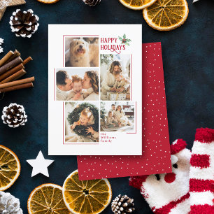 Tarjeta Festiva Moderno Mínimo 5 Navidades Collages de fotos