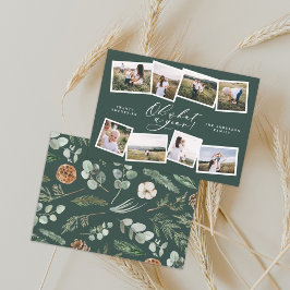 Tarjeta Festiva Moderno minimo 8 foto nueva familia verde año