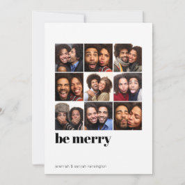 Tarjeta Festiva Moderno Mínimo 9 Fotografía Be Merry Holiday Photo