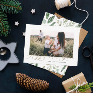 Tarjeta Festiva Moderno minimo foto elegante guión oro año nuevo