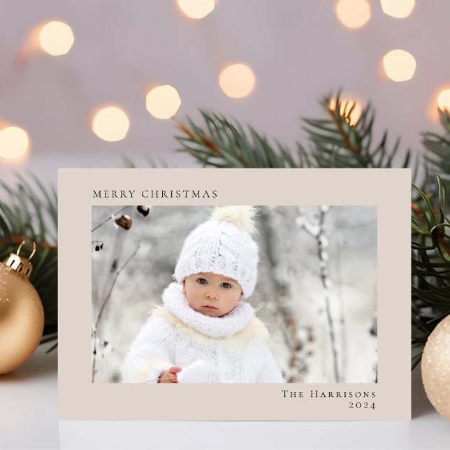 Tarjeta Festiva Moderno Mínimo Fotos navideñas de merry (Share the love and warmth of the season with your personalized photo Christmas card)