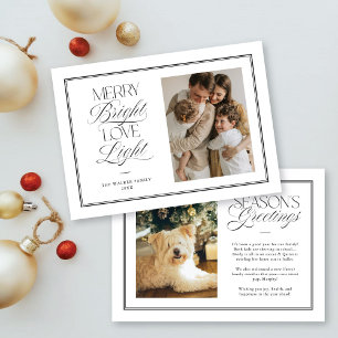 Tarjeta Festiva Moderno Mínimo Merry Bright Love Light Photo