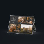 Tarjeta Festiva Moderno minimo negro 11 foto familia botánica<br><div class="desc">Feliz Navidad. Moderna tarjeta de vacaciones de escritura multicapa de color de agua para fotos. El eucalipto pintado a mano, el follaje mínimo y la moderna corona rústica de mimbre le dan a esta tarjeta un ambiente lujoso. En verde sabio elegante, negro, verde, marrón y gris. Año de revisión 11...</div>