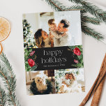 Tarjeta Festiva Moderno Moody Botanical 3 Foto<br><div class="desc">Esta colección cuenta con flores de color agua rojo,  bayas y vegetación de invierno con tipografía moderna y elegante,  con un patrón botánico de invierno.</div>