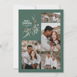 Tarjeta Festiva Moderno multi foto elegante sabio botánico verde