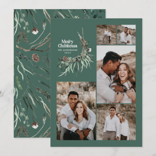 Tarjeta Festiva Moderno multi foto elegante sabio botánico verde