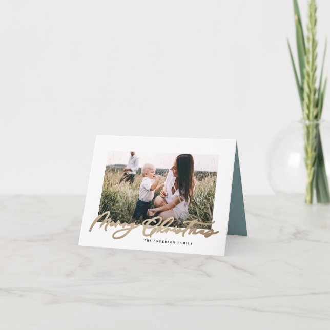 Tarjeta Festiva Moderno Navidades de fotografía minimalista elegan (Anverso)