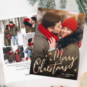 Tarjeta Festiva Moderno Navidades de Golden Sparkler 5 saludo FOTO