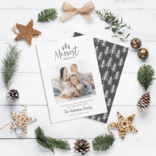 Tarjeta Festiva Moderno Navidades mínimos foto rústica multi