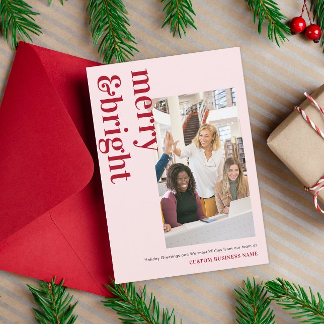 Tarjeta Festiva Moderno negocio de fotos de equipos rojos merry y  (Subido por el creador)