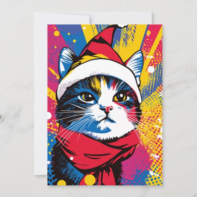 Tarjeta Festiva Moderno negrita Navidades de arte pop Personalizad (Anverso)