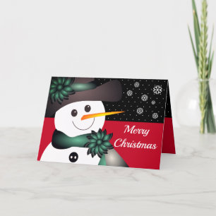 Tarjeta Festiva Moderno negro con hombre de nieve