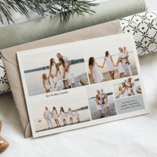 Tarjeta Festiva Moderno Neutral 5 Foto Elegante Doble cara