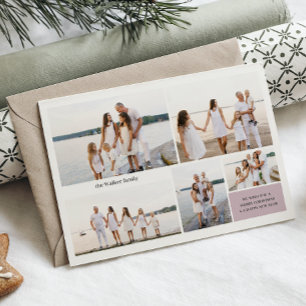 Tarjeta Festiva Moderno Neutral 5 Foto Elegante Doble cara