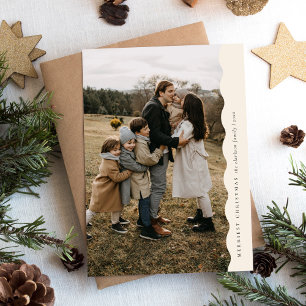 Tarjeta Festiva Moderno Neutral Simple Wavy Dos Navidades de fotog
