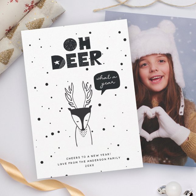 Tarjeta Festiva Moderno Oh Deer Fun Pun Trendy Fotografía Escandin (Subido por el creador)