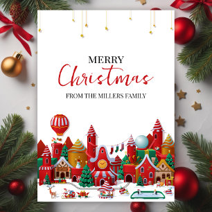 Tarjeta Festiva Moderno País de las Maravillas Navideño