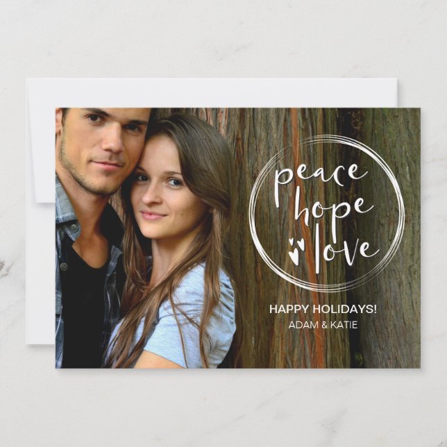 Tarjeta Festiva Moderno Peace hope Love Photo Navidades (Anverso)