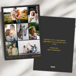 Tarjeta Festiva Moderno Peace Love Joy Múltiples Navidades de foto