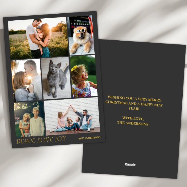 Tarjeta Festiva Moderno Peace Love Joy Múltiples Navidades de foto (Subido por el creador)