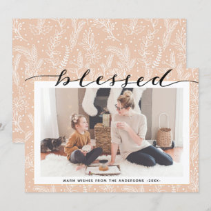Tarjeta Festiva Moderno Peine Beige Boughs Elegante Guión Minimali