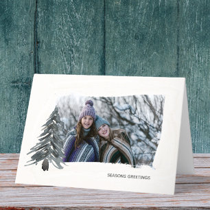 Tarjeta Festiva Moderno Personalizado minimal foto Navidades dobla