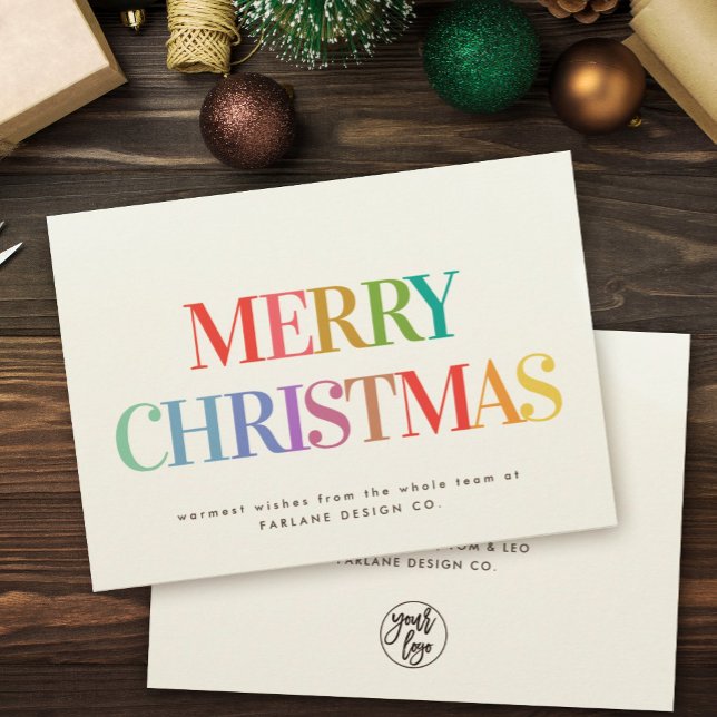 Tarjeta Festiva Moderno Rainbow Merry Christmas Small Business (Subido por el creador)