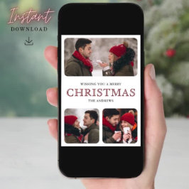 Tarjeta Festiva Moderno Red Minimal 6 Navidades de Collage de foto