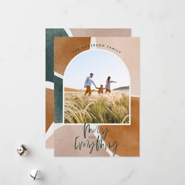 Tarjeta Festiva Moderno resumen 1 festividad de Navidades de arco  (Anverso/Reverso In Situ)