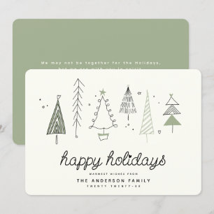 Tarjeta Festiva Moderno Retro Caprichoso Bosque Pequeño Árbol Fami