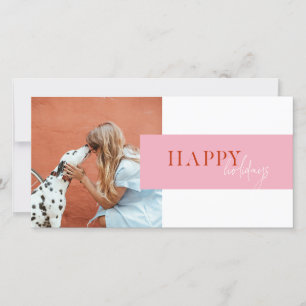 Tarjeta Festiva Moderno Retro Color Brillante Rosa Naranja Script