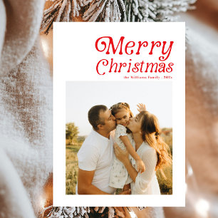 Tarjeta Festiva Moderno retro Merry Christmas Photo
