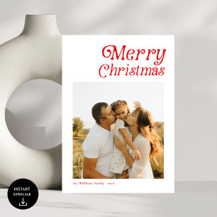 Tarjeta Festiva Moderno retro Merry Christmas Photo