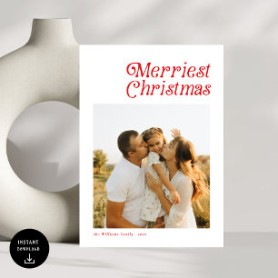 Tarjeta Festiva Moderno retro Merry Christmas Photo