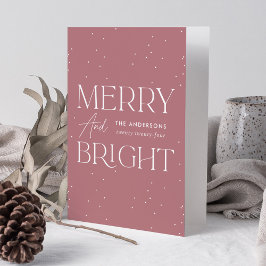 Tarjeta Festiva Moderno Rosa de Dusty Merry y brillante no foto