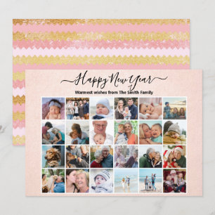 Tarjeta Festiva Moderno Rosa Oro Elegante Guión Rosado Collage de